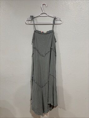 Free People Sage Green Tiered Maxi Sundress with Tie Straps